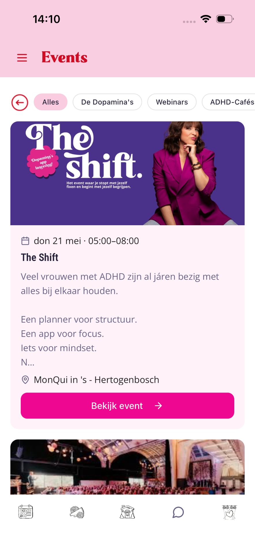 Events-pagina met The Shift op donderdag 21 mei in 's-Hertogenbosch