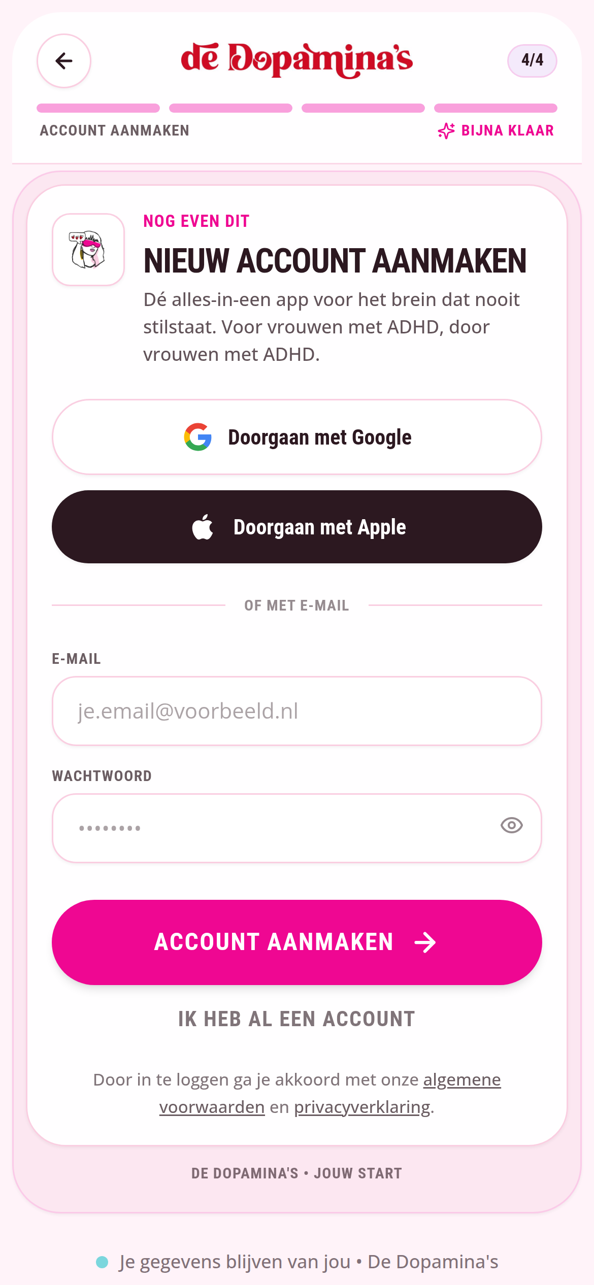 Een nieuw account aanmaken