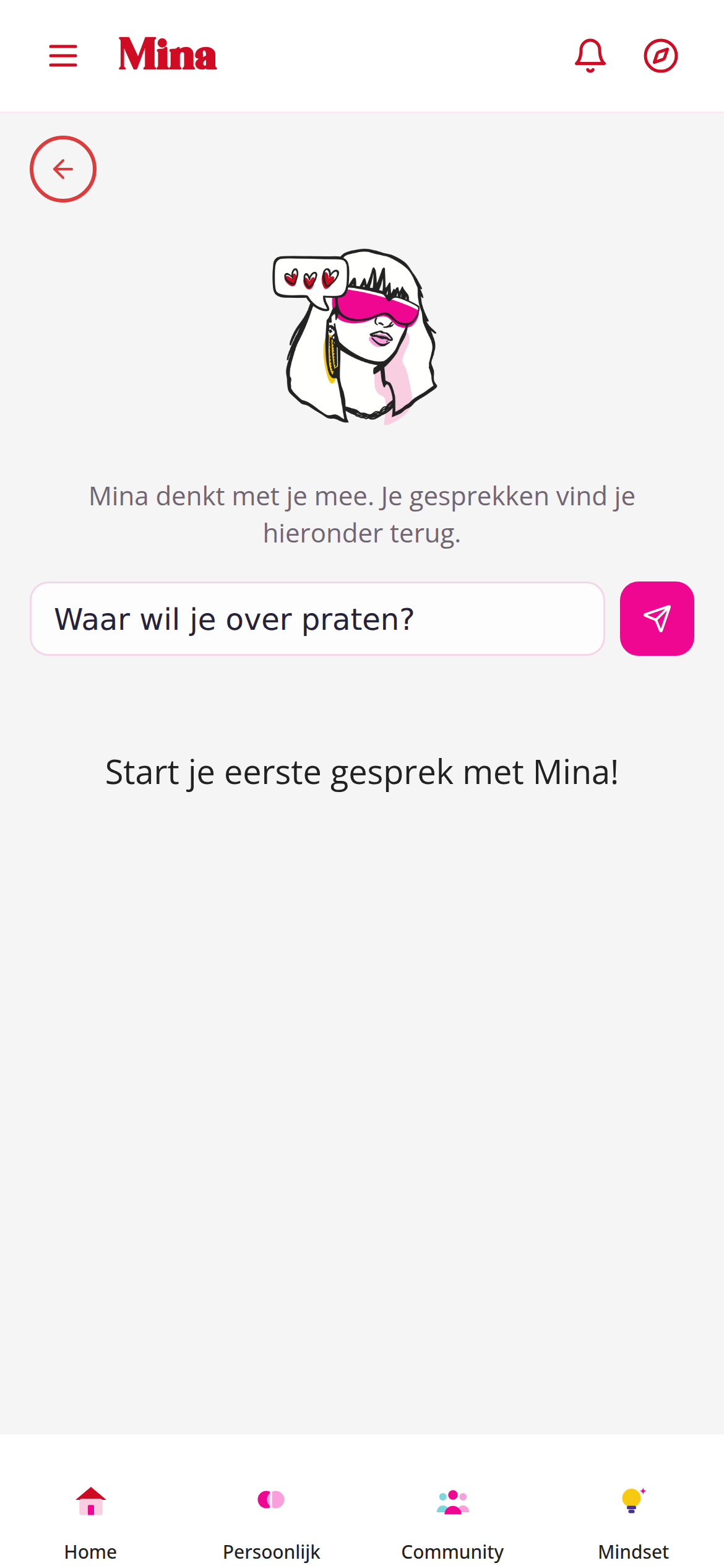 Een gesprek met Mina beginnen