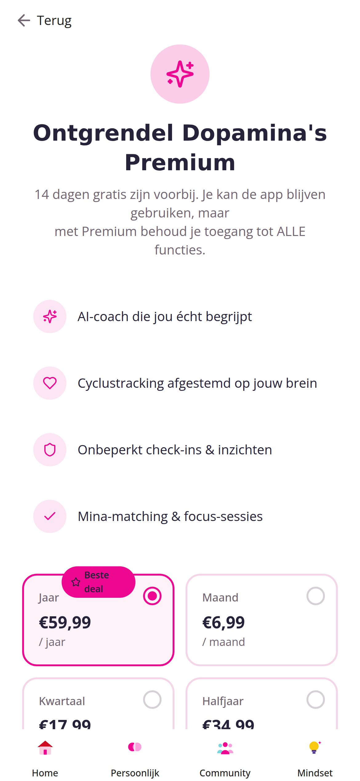 Het Premium-scherm
