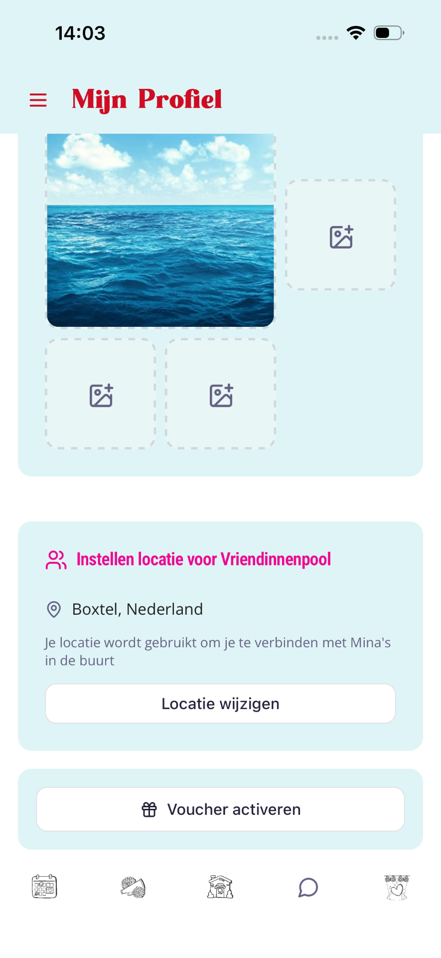 Secties Foto-galerij, Instellen locatie voor Vriendinnenpool en Voucher activeren