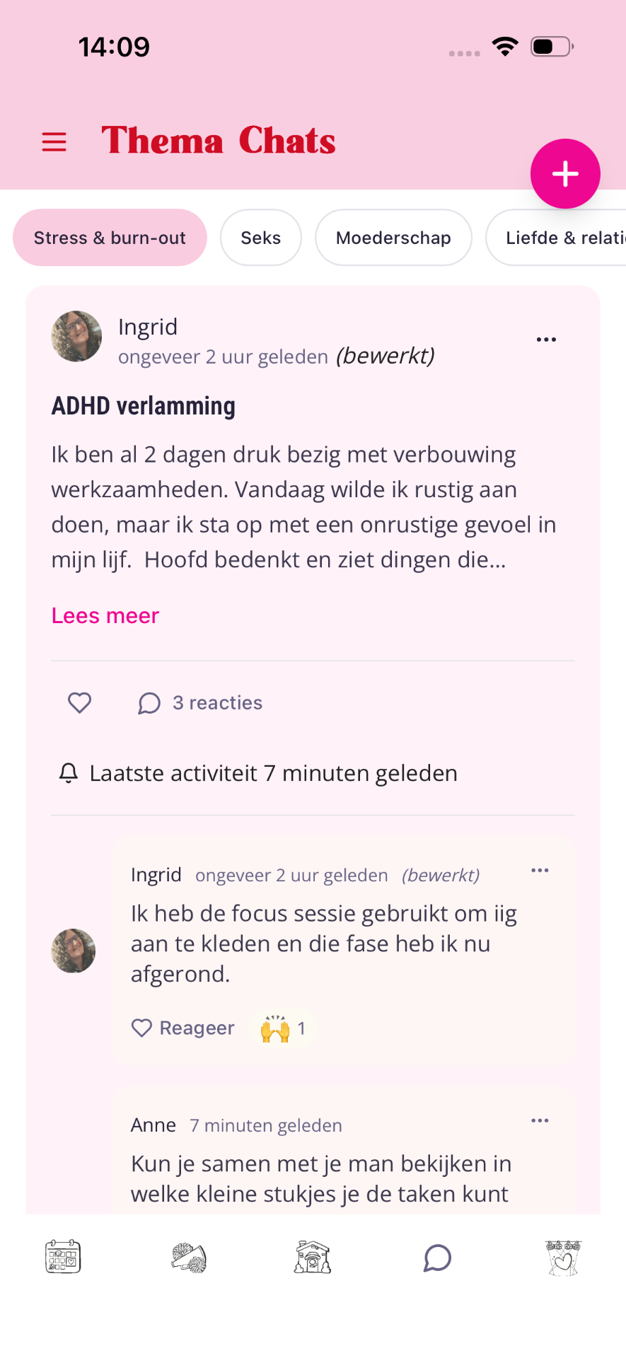 Thema Chats met tabs Stress & burn-out, Seks, Moederschap en een thread ADHD verlamming